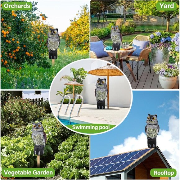 Waterproof Owl Decoys to Scare Birds Squirrels Away Statue for Patio Yard - Picture 8 of 9
